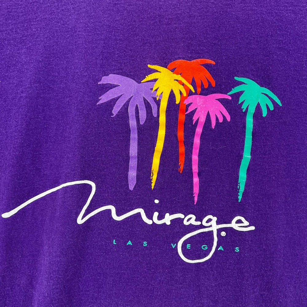 VTG 90s Mirage Las Vegas Hotel Casino T-Shirt Purple Single Stitch Palm Logo XL - Picture 3 of 15